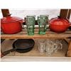 Image 1 : Lot of 2 Cookware, 2 frying pans,8 glasses