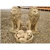 Image 2 : Two Lion Statues approx. 3 feet high and pups in a basket