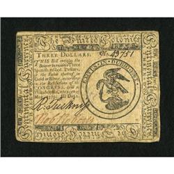 Continental Currency May 10, 1775 $3 Very