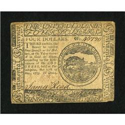 Continental Currency May 10, 1775 $4 Very