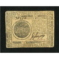 Continental Currency May 10, 1775 $7 Extremely