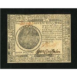 Continental Currency November 29, 1775 $7 Choice