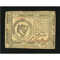 Continental Currency November 29, 1775 $8