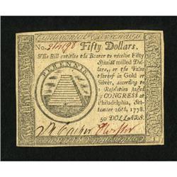 Continental Currency September 26, 1778 $50