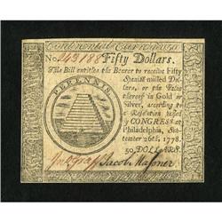 Continental Currency September 26, 1778 $50 N/A.
