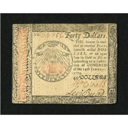 Continental Currency January 14, 1779 $40