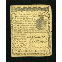Pennsylvania March 10, 1769 2s Very Fine.