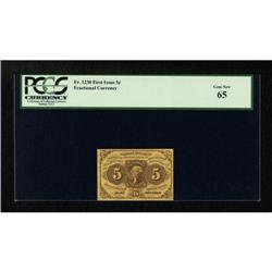 Fr. 1230 5c First Issue PCGS Gem New 65.
