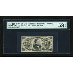 Fr. 1291 25c Third Issue PMG Choice About Unc 58