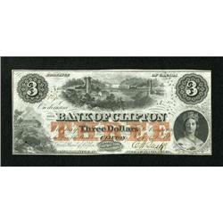 Clifton, PC- The Bank of Clifton $3 Oct. 1, 1859
