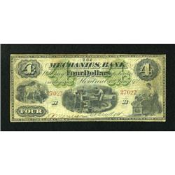Montreal, CE- The Mechanics Bank $4 June 1, 1872