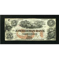 Elgin, PC- The Zimmerman Bank $5 Aug. 10, 1859