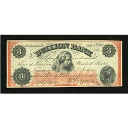 Washington, DC- Bullion Bank $3 July 4, 1862