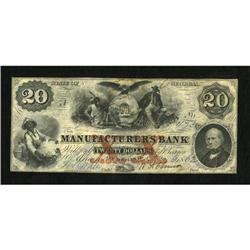 Macon, GA- Manufacturers Bank $20 June 3, 1862