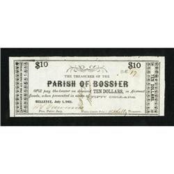 Bellevue, LA- Parish of Bossier $10 July 1, 1862