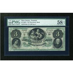 Trenton, NJ- Merchants Bank $3 Nov. 20, 1861 G6a
