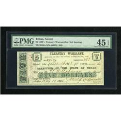 Austin, TX- Treasury Warrant $5 May 11, 1865