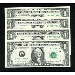 An Assortment of Four Special Serial Number $1