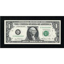 Special Serial Number Fr. 1911-G $1 1981 Federal
