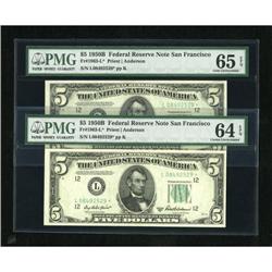 Consecutive Pair Fr. 1963-L* $5 1950B Federal