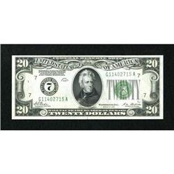 Fr. 2050-G $20 1928 Federal Reserve Note. Choice