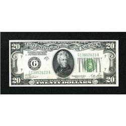 Fr. 2052-G $20 1928B Dark Green Seal Federal