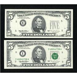 Fr. 1984-E $5 1995 Federal Reserve Note. Gem