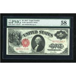 Fr. 39 $1 1917 Legal Tender PMG Choice About Unc