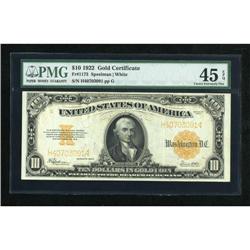 Fr. 1173 $10 1922 Gold Certificate PMG Choice