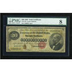 Fr. 1178 $20 1882 Gold Certificate PMG Very Good