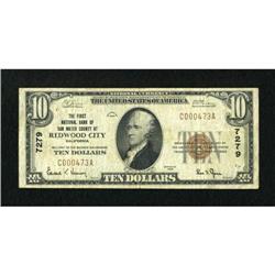 Redwood City, CA - $10 1929 Ty. 1 The First NB