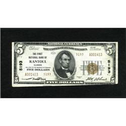 Rantoul, IL - $5 1929 Ty. 2 The First NB Ch. #