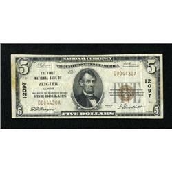 Zeigler, IL - $5 1929 Ty. 1 The First NB Ch. #