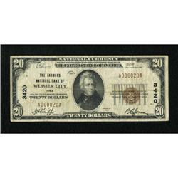 Webster City, IA - $20 1929 Ty. 1 The Farmers NB