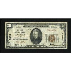 Anthony, KS - $20 1929 Ty. 1 The First NB Ch. #