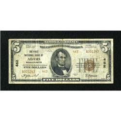 Adams, MA - $5 1929 Ty. 2 The First NB Ch. # 462