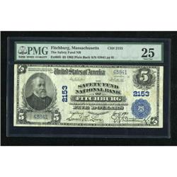 Fitchburg, MA - $5 1902 Plain Back Fr. 605 The