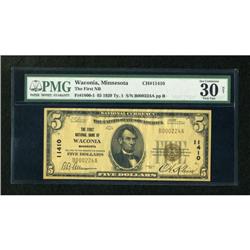 Waconia, MN - $5 1929 Ty. 1 The First NB Ch. #