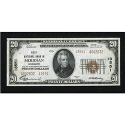 Meridian, MS - $20 1929 Ty. 2 First NB Ch. #