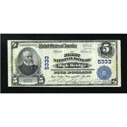 High Bridge, NJ - $5 1902 Plain Back Fr. 607 The