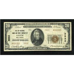 Salem, NJ - $20 1929 Ty. 2 The City NB & TC Ch.