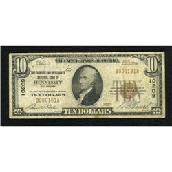 Hennessey, OK - $10 1929 Ty. 1 The Farmers &