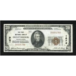 Honeybrook, PA - $20 1929 Ty. 1 The First NB Ch.