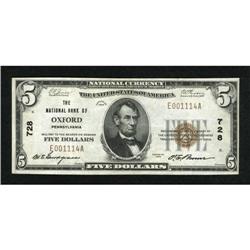 Oxford, PA - $5 1929 Ty. 1 The NB of Oxford Ch.