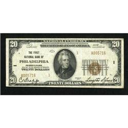 Philadelphia, PA - $20 1929 Ty. 2 The First NB