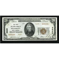 Piedmont, WV - $20 1929 Ty. 1 The First NB Ch. #