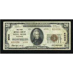West Allis, WI - $20 1929 Ty. 2 The First NB Ch.