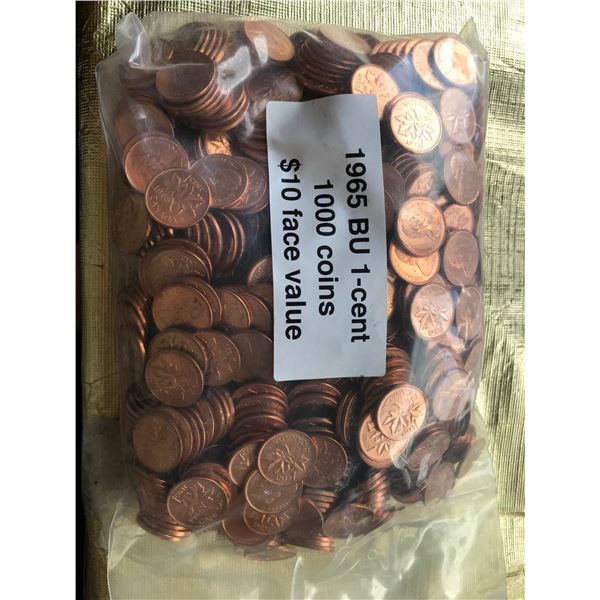 1965 One Cent - Lot of 1,000 Pieces
