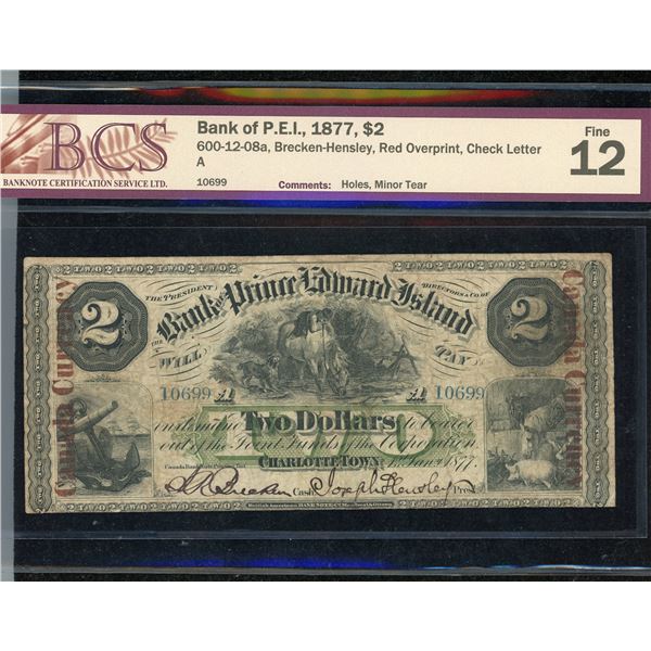 Bank of P.E.I. $2, 1877