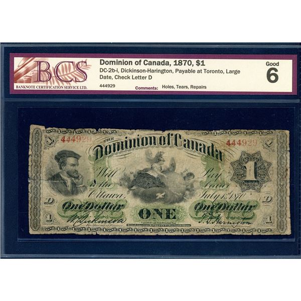 Dominion of Canada $1, 1870